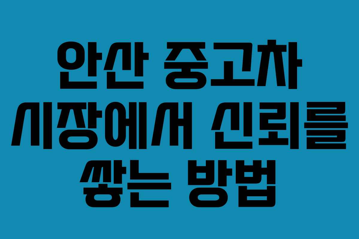 안산 중고차 시장에서 신뢰를 쌓는 방법
