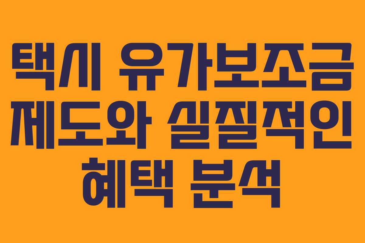택시 유가보조금 제도와 실질적인 혜택 분석