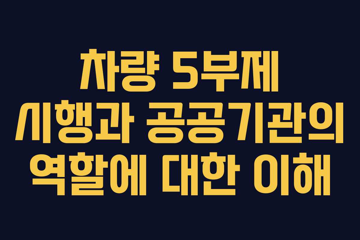 차량 5부제 시행과 공공기관의 역할에 대한 이해