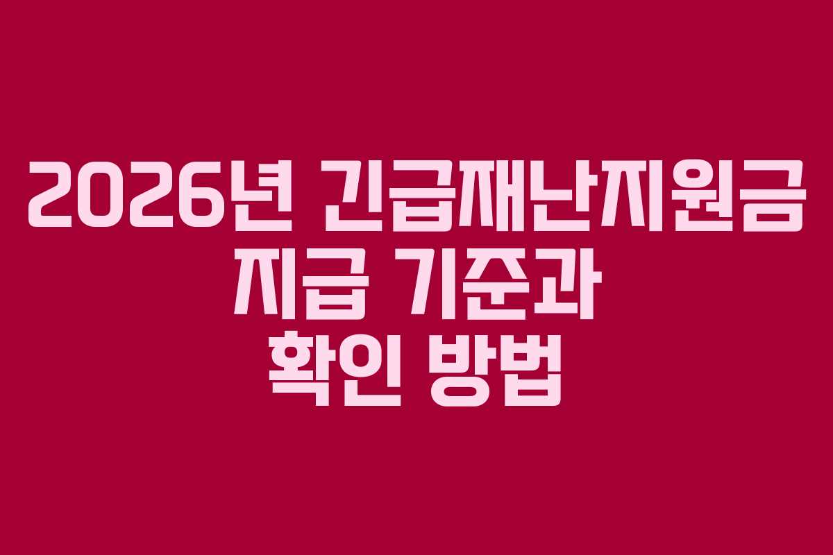 2026년 긴급재난지원금 지급 기준과 확인 방법