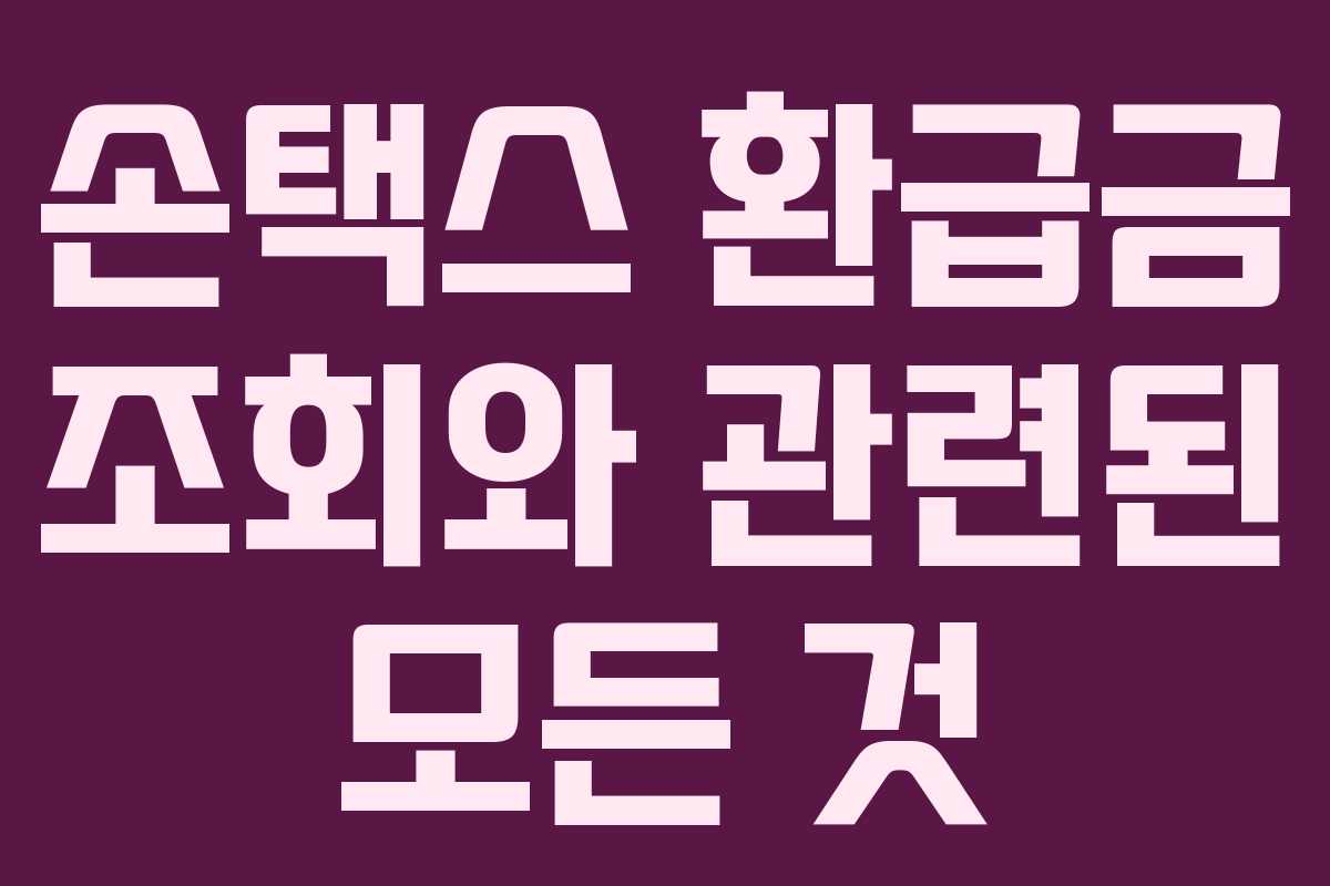 손택스 환급금 조회와 관련된 모든 것