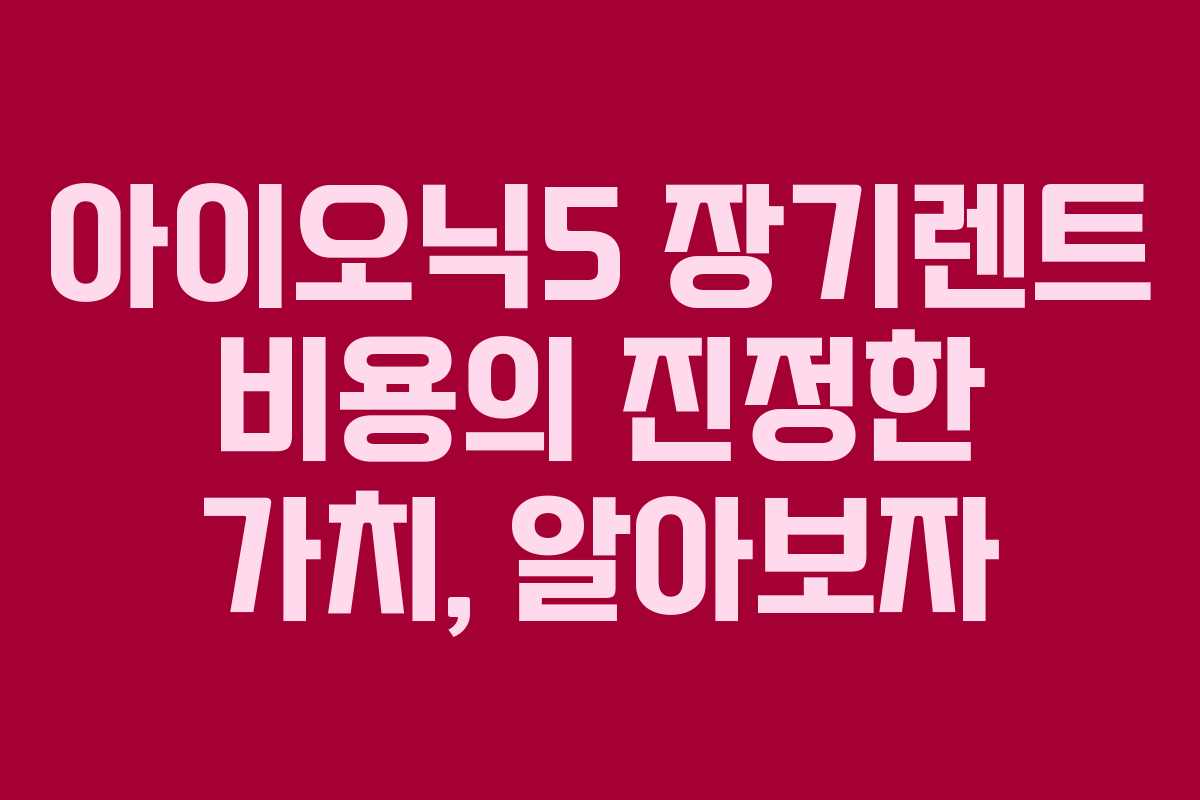 아이오닉5 장기렌트 비용의 진정한 가치, 알아보자