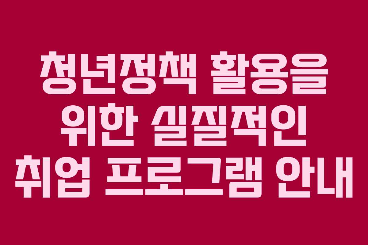 청년정책 활용을 위한 실질적인 취업 프로그램 안내
