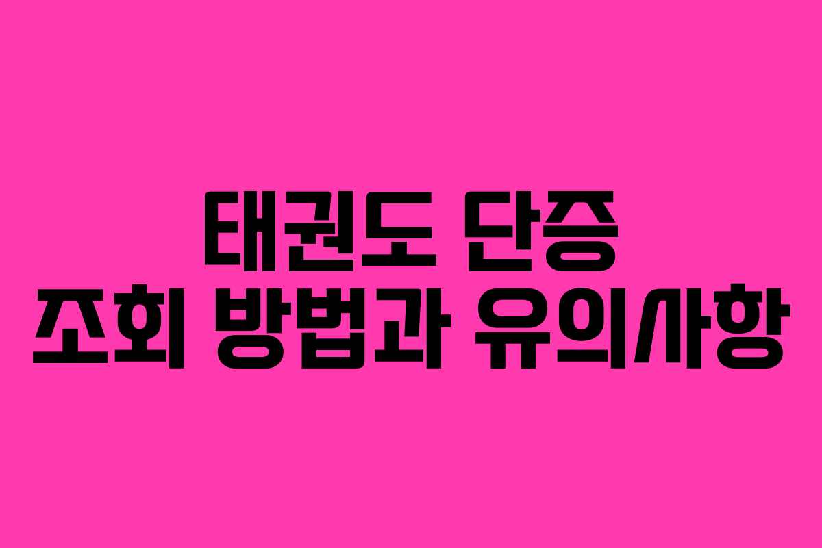 태권도 단증 조회 방법과 유의사항