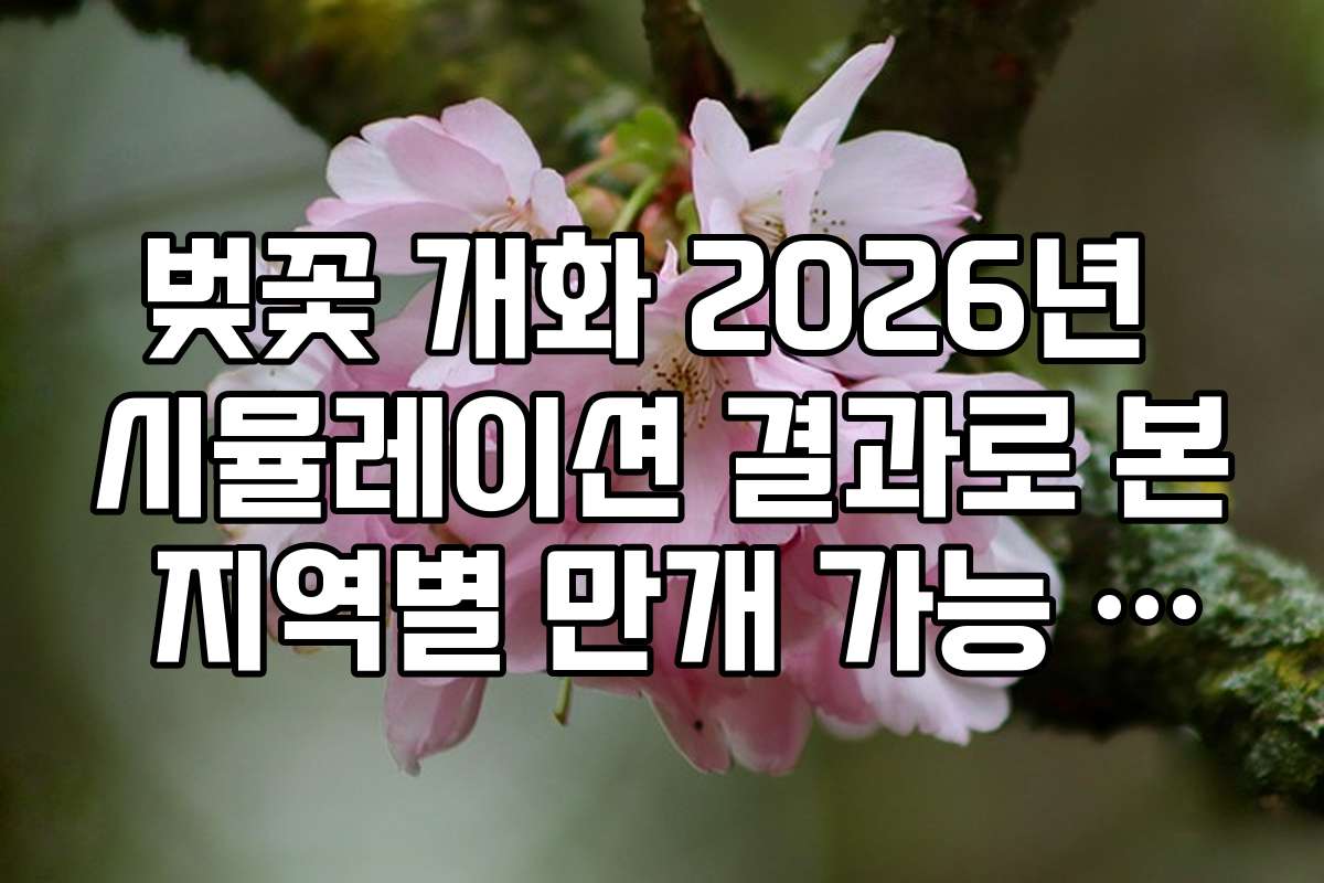 벚꽃 개화 2026년 시뮬레이션 결과로 본 지역별 만개 가능 주말