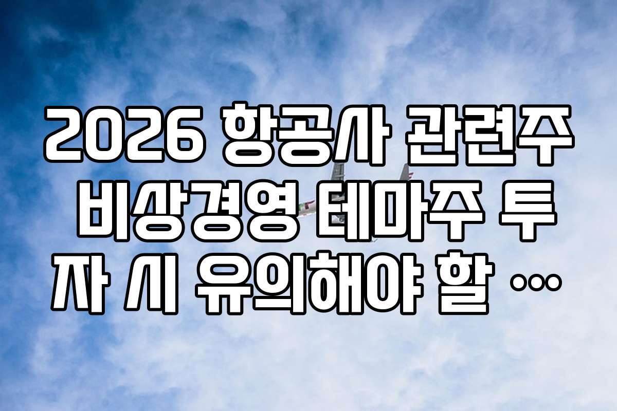 2026 항공사 관련주 비상경영 테마주 투자 시 유의해야 할 주의사항과 실수 방지법
