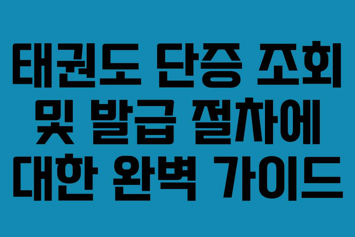 태권도 단증 조회 및 발급 절차에 대한 완벽 가이드