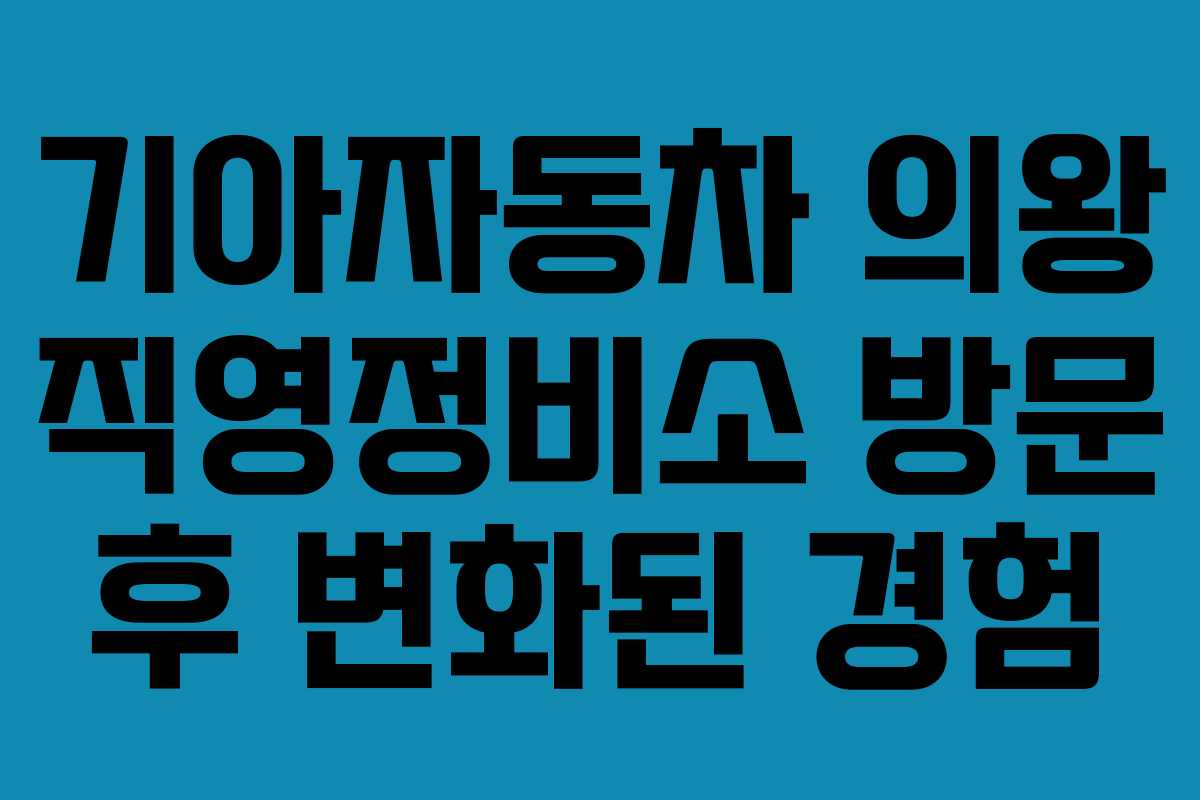 기아자동차 의왕 직영정비소 방문 후 변화된 경험