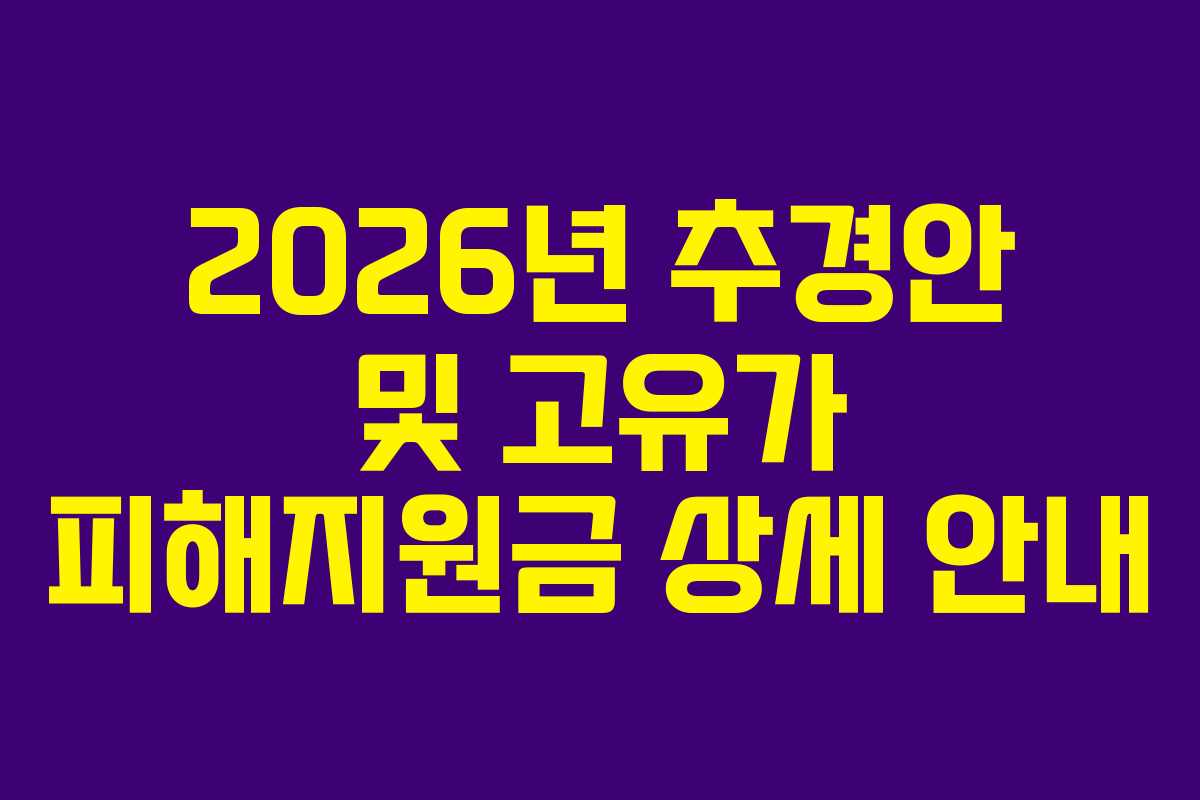 2026년 추경안 및 고유가 피해지원금 상세 안내