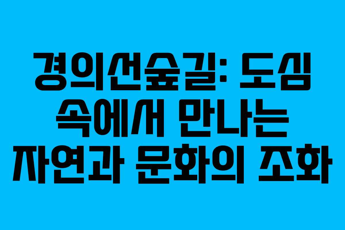 경의선숲길: 도심 속에서 만나는 자연과 문화의 조화