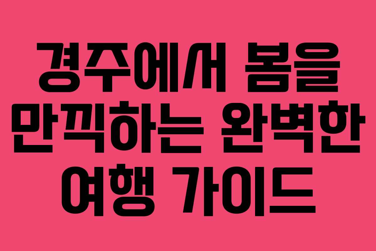 경주에서 봄을 만끽하는 완벽한 여행 가이드