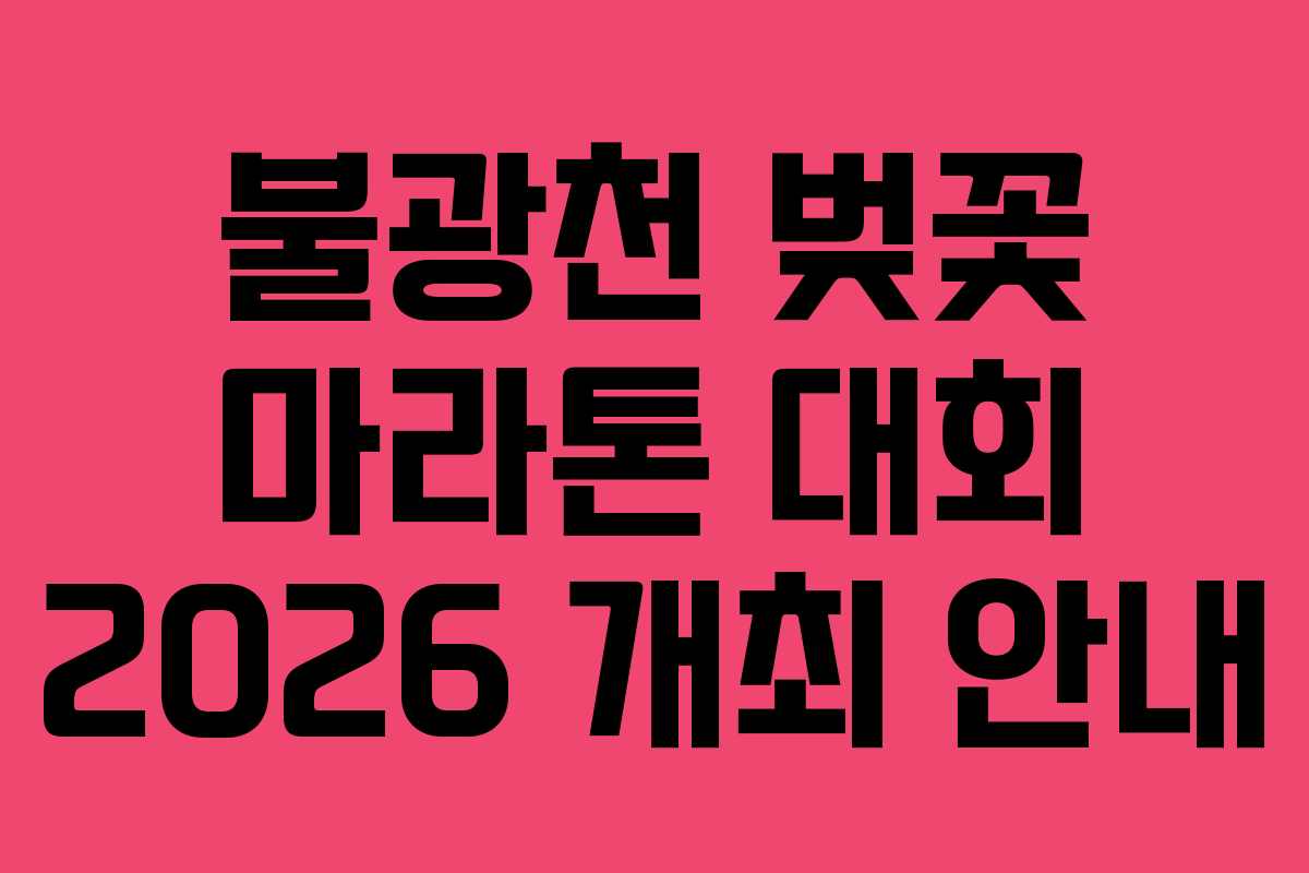 불광천 벚꽃 마라톤 대회 2026 개최 안내