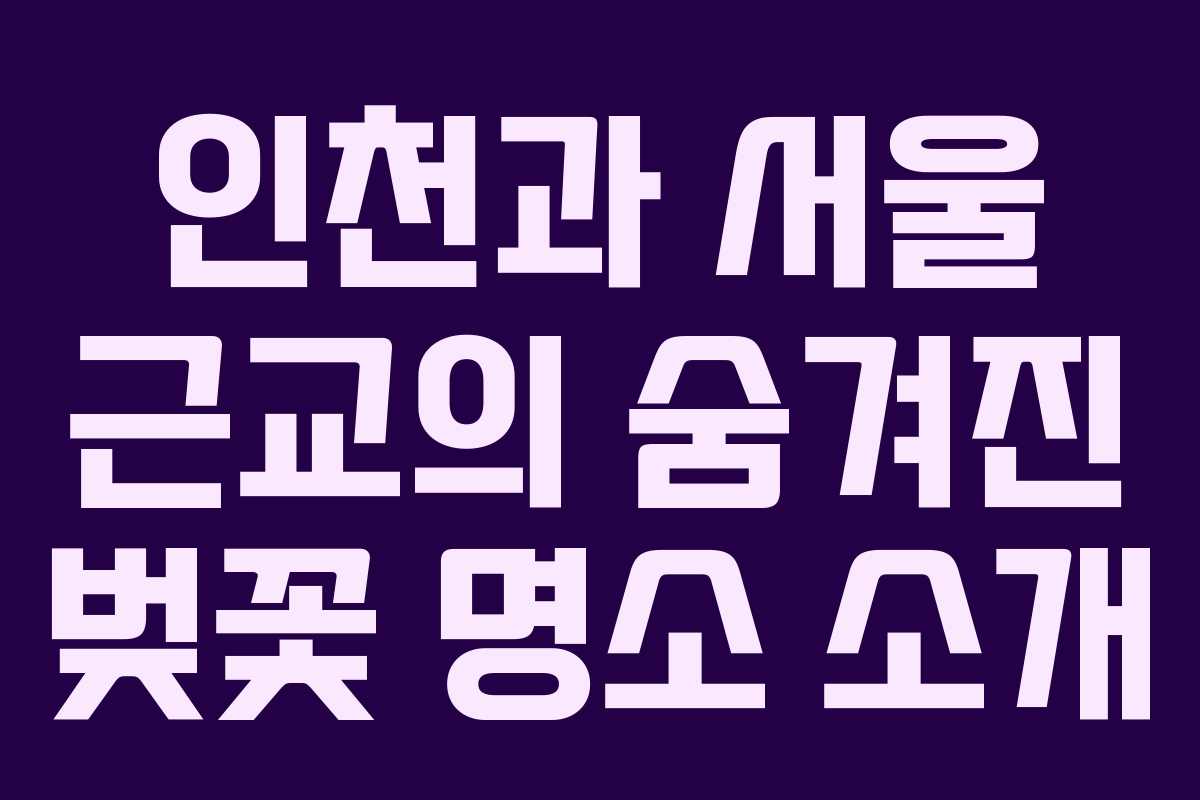 인천과 서울 근교의 숨겨진 벚꽃 명소 소개