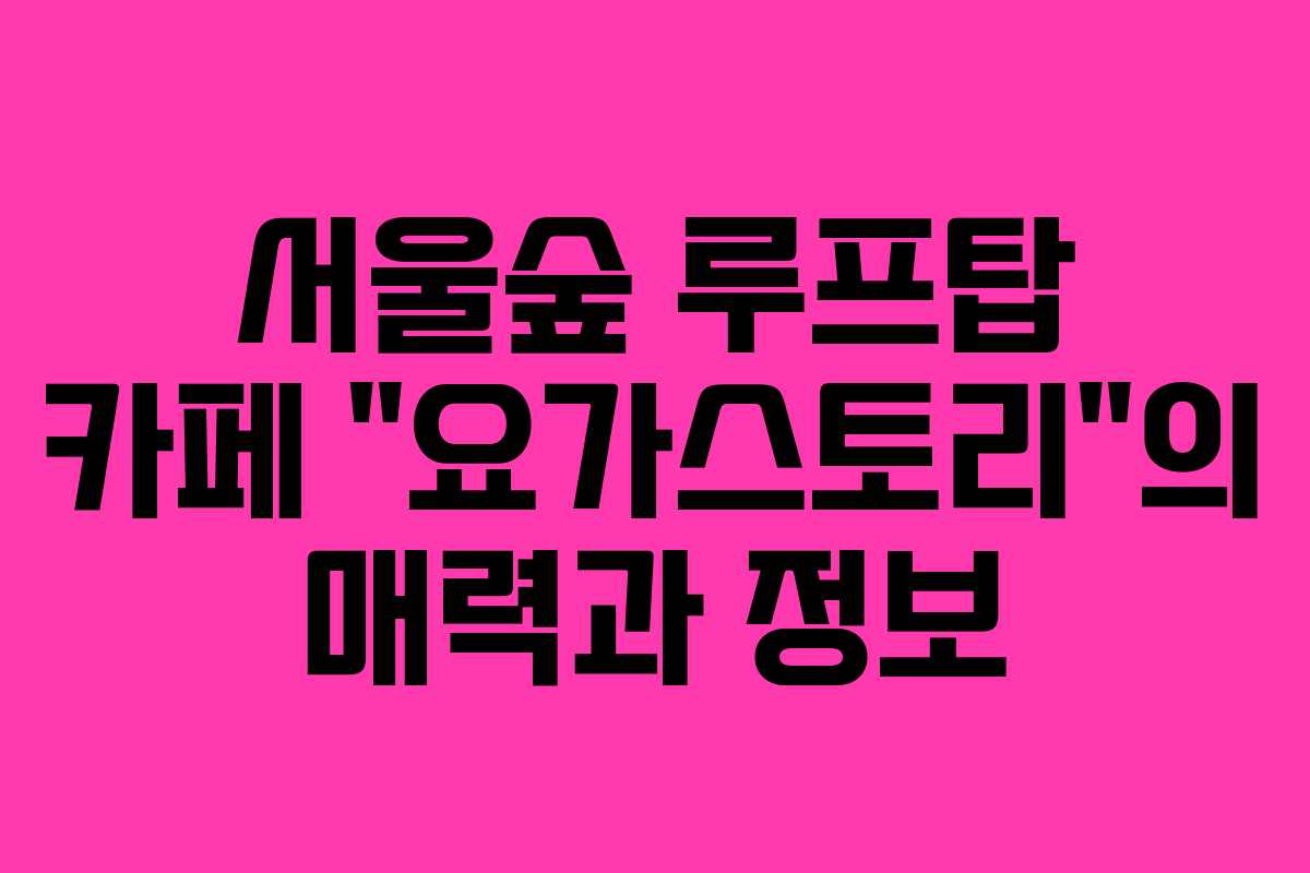 서울숲 루프탑 카페 &ldquo;요가스토리&rdquo;의 매력과 정보