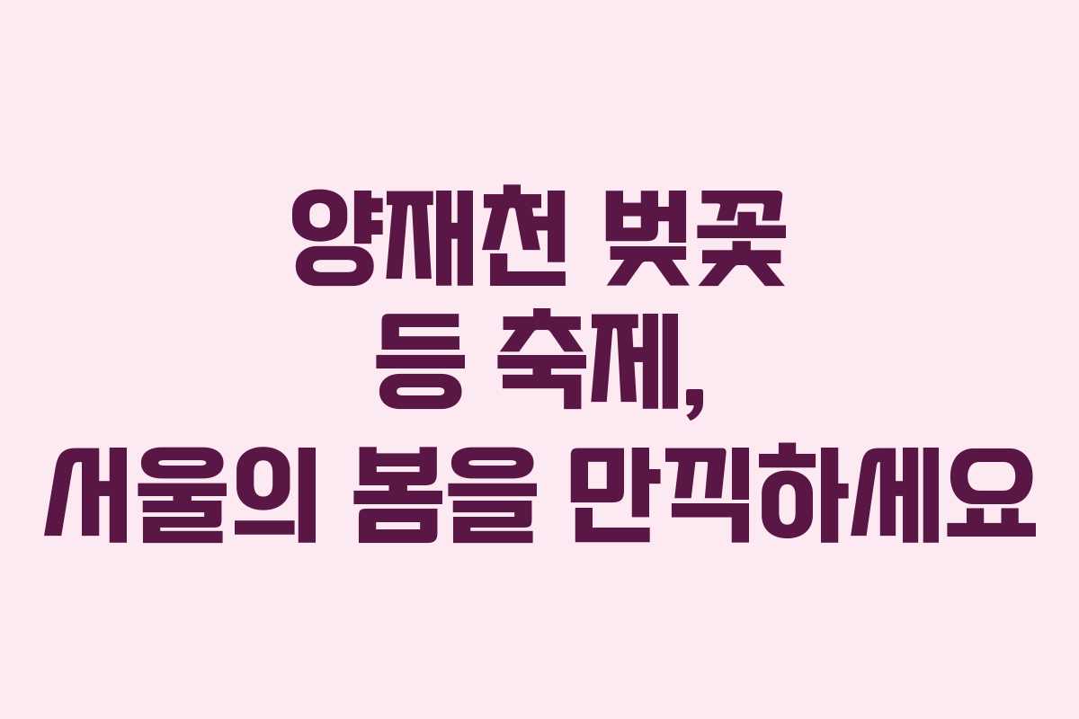 양재천 벚꽃 등 축제, 서울의 봄을 만끽하세요
