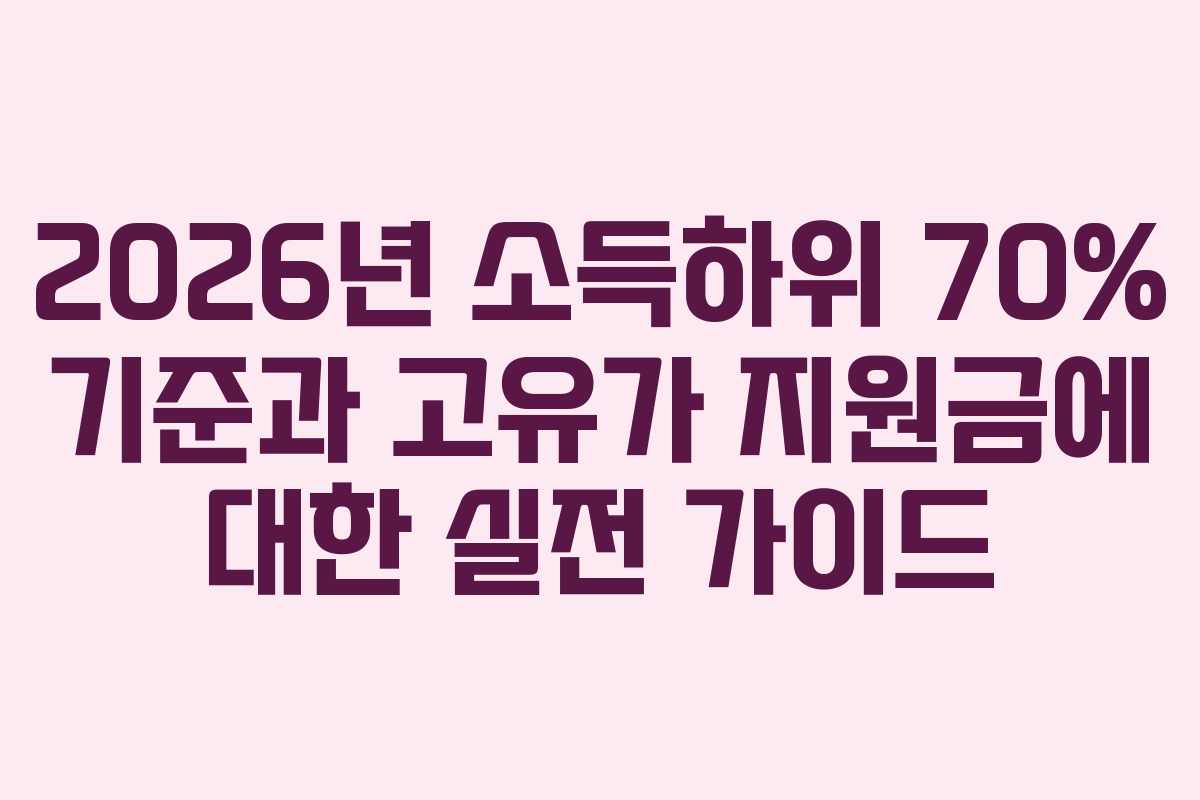 2026년 소득하위 70% 기준과 고유가 지원금에 대한 실전 가이드