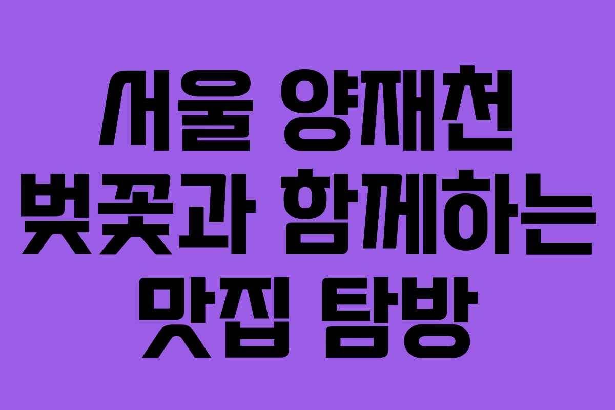 서울 양재천 벚꽃과 함께하는 맛집 탐방