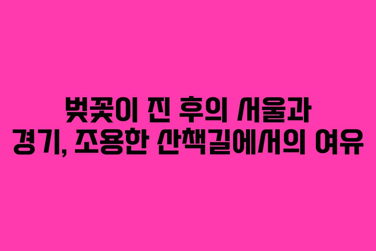 벚꽃이 진 후의 서울과 경기, 조용한 산책길에서의 여유