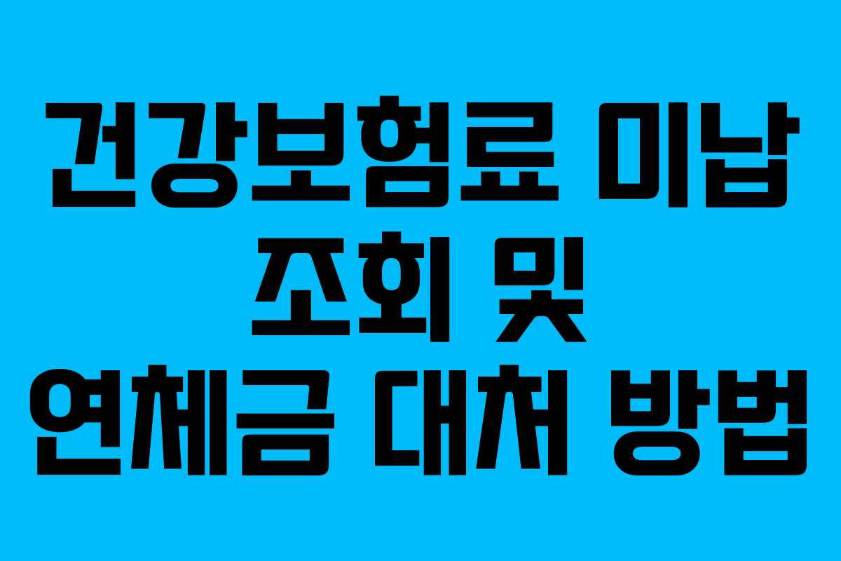 건강보험료 미납 조회 및 연체금 대처 방법