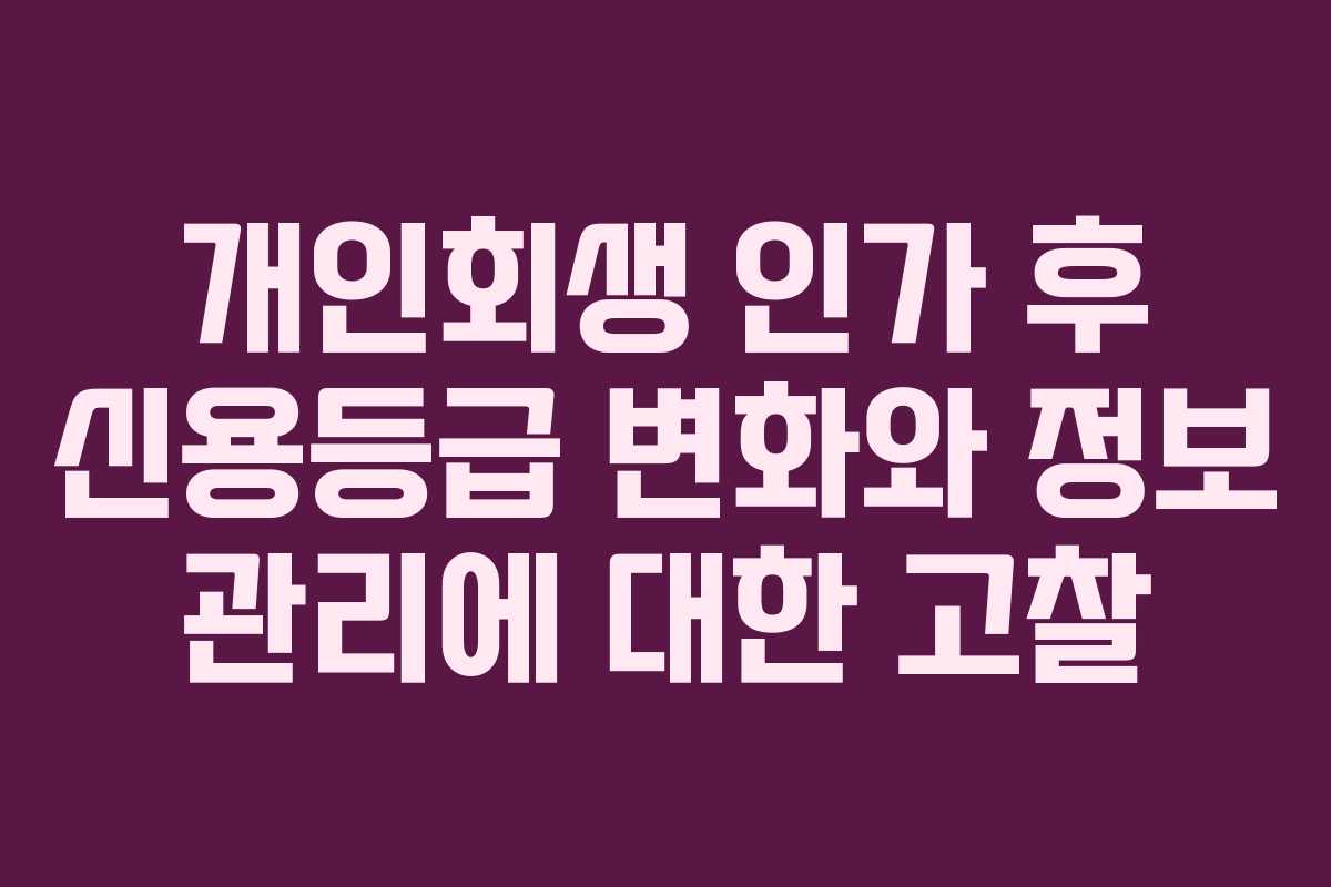개인회생 인가 후 신용등급 변화와 정보 관리에 대한 고찰