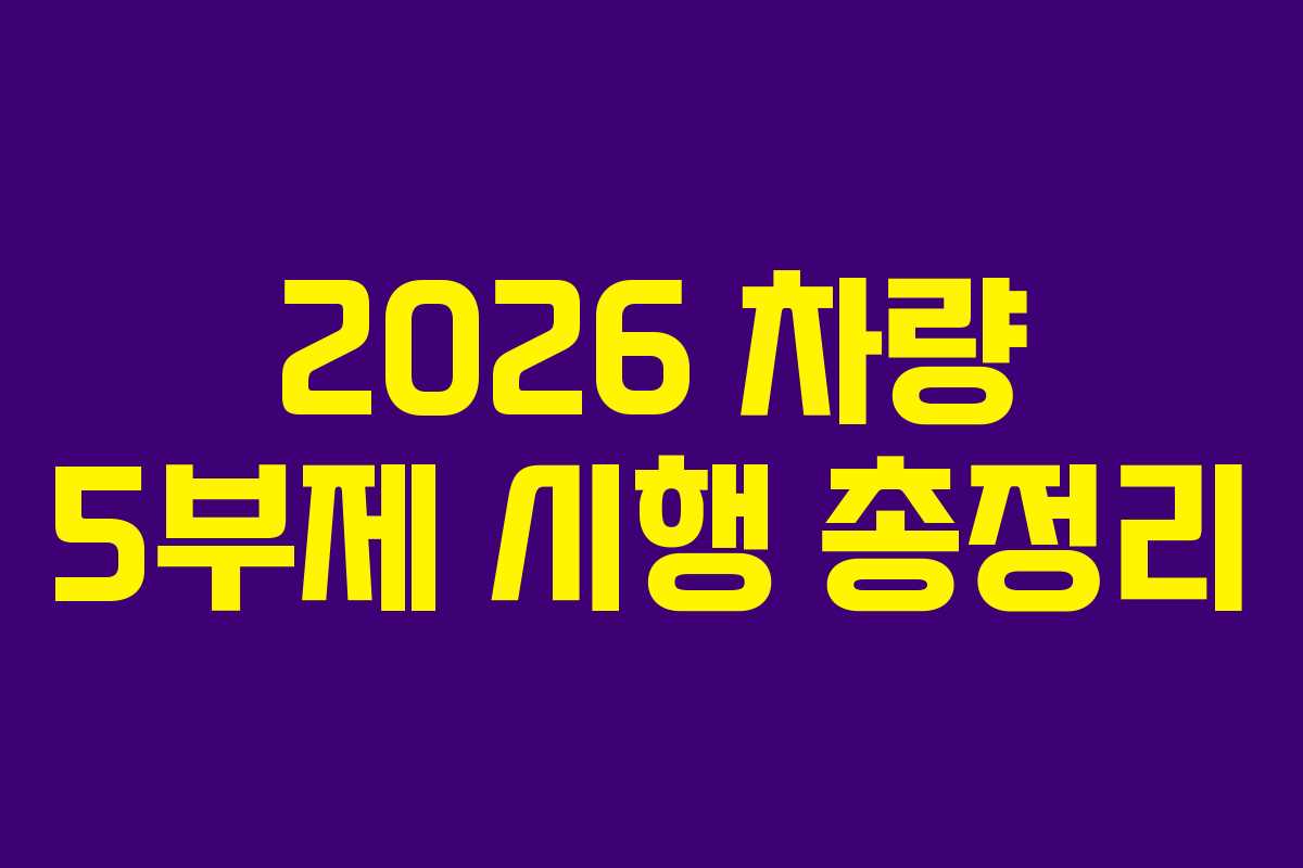 2026 차량 5부제 시행 총정리