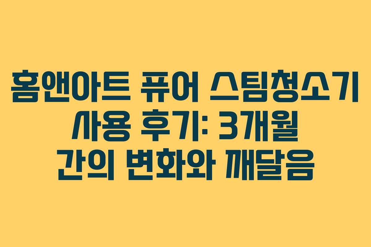 홈앤아트 퓨어 스팀청소기 사용 후기: 3개월 간의 변화와 깨달음