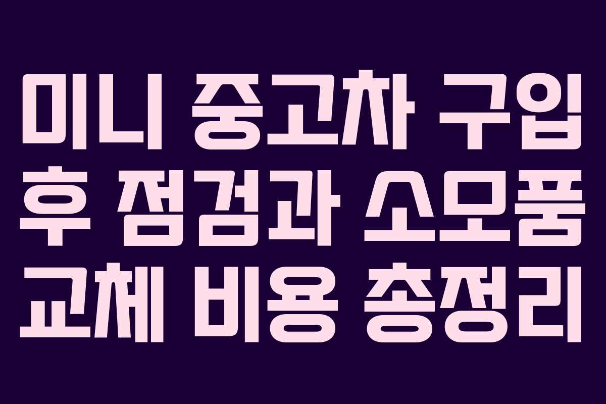 미니 중고차 구입 후 점검과 소모품 교체 비용 총정리