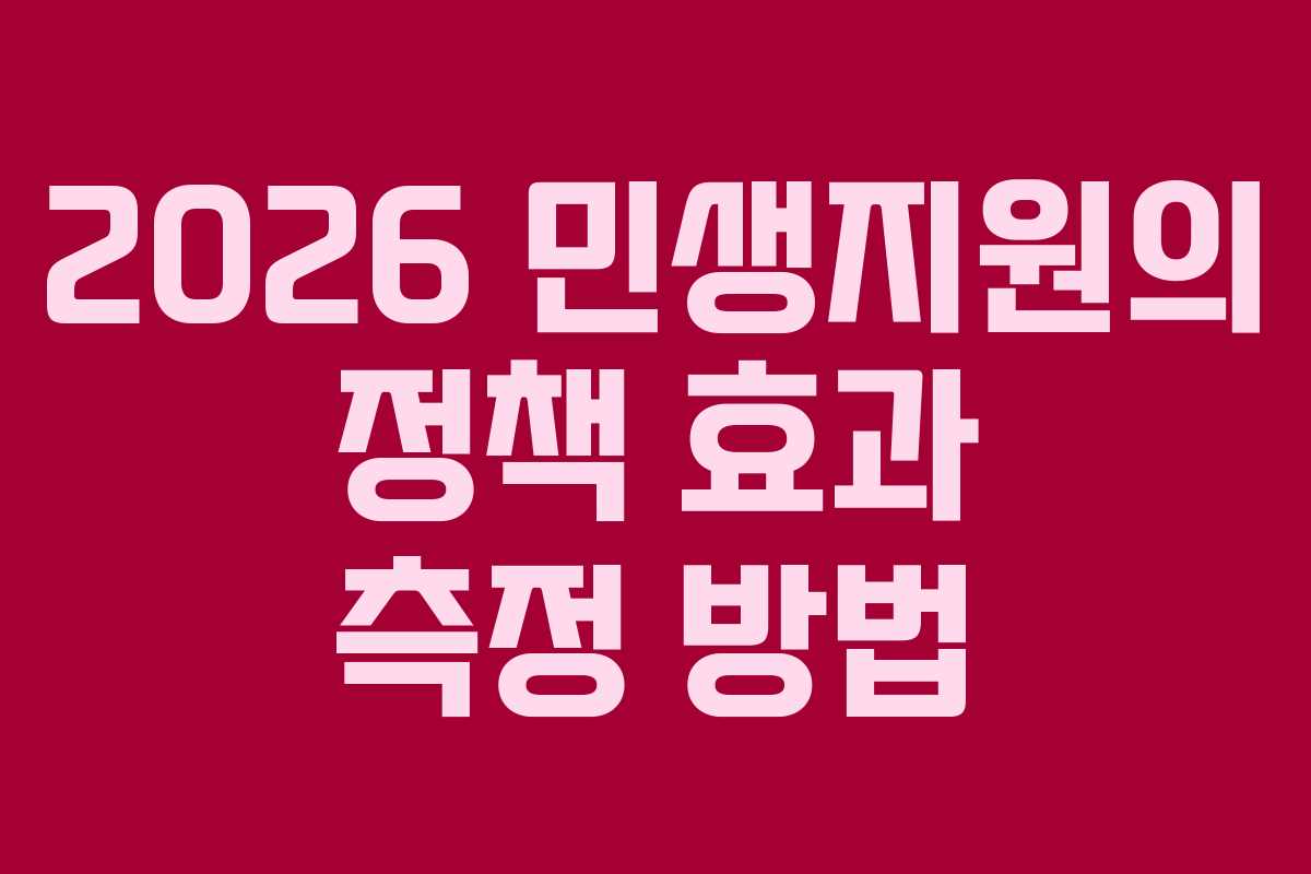 2026 민생지원의 정책 효과 측정 방법