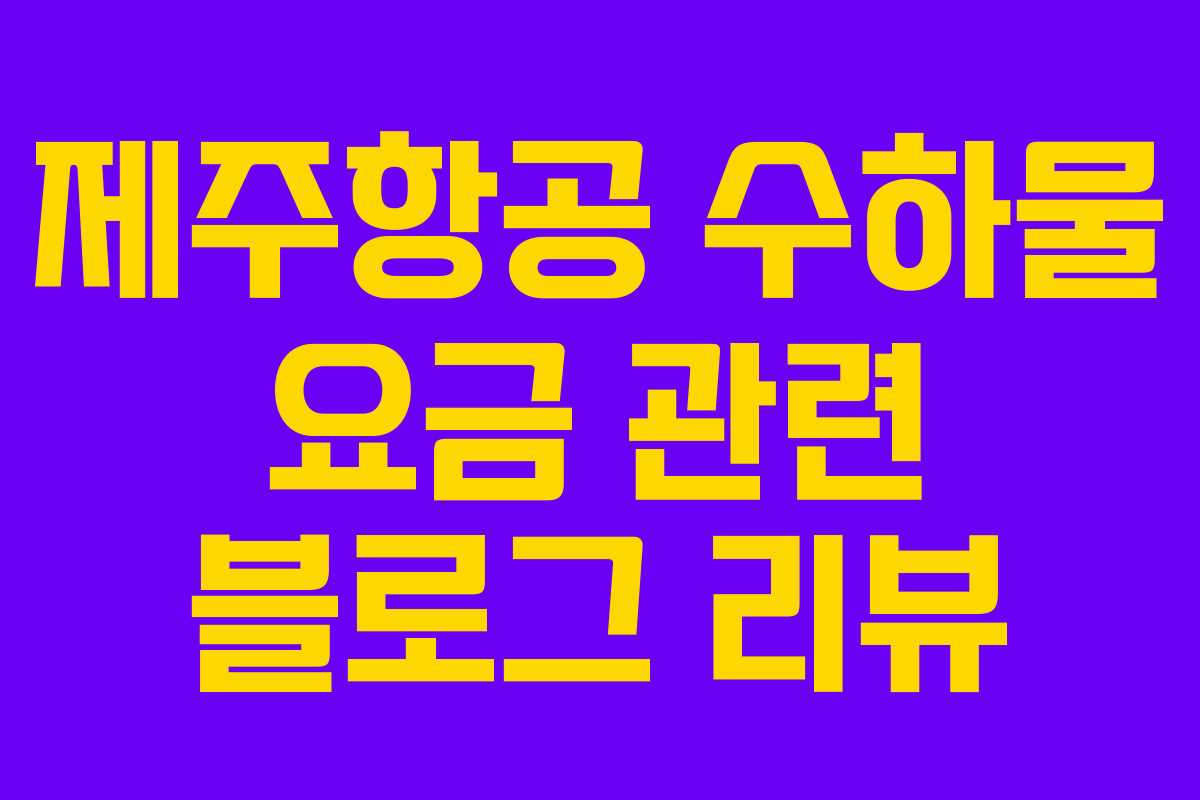 제주항공 수하물 요금 관련 블로그 리뷰