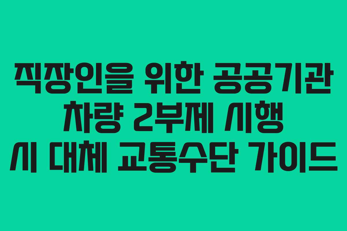 직장인을 위한 공공기관 차량 2부제 시행 시 대체 교통수단 가이드