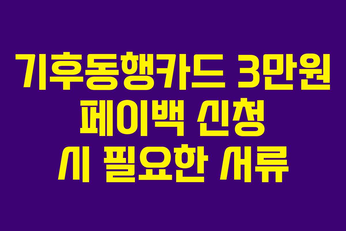 기후동행카드 3만원 페이백 신청 시 필요한 서류