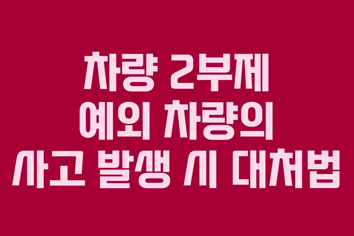 차량 2부제 예외 차량의 사고 발생 시 대처법