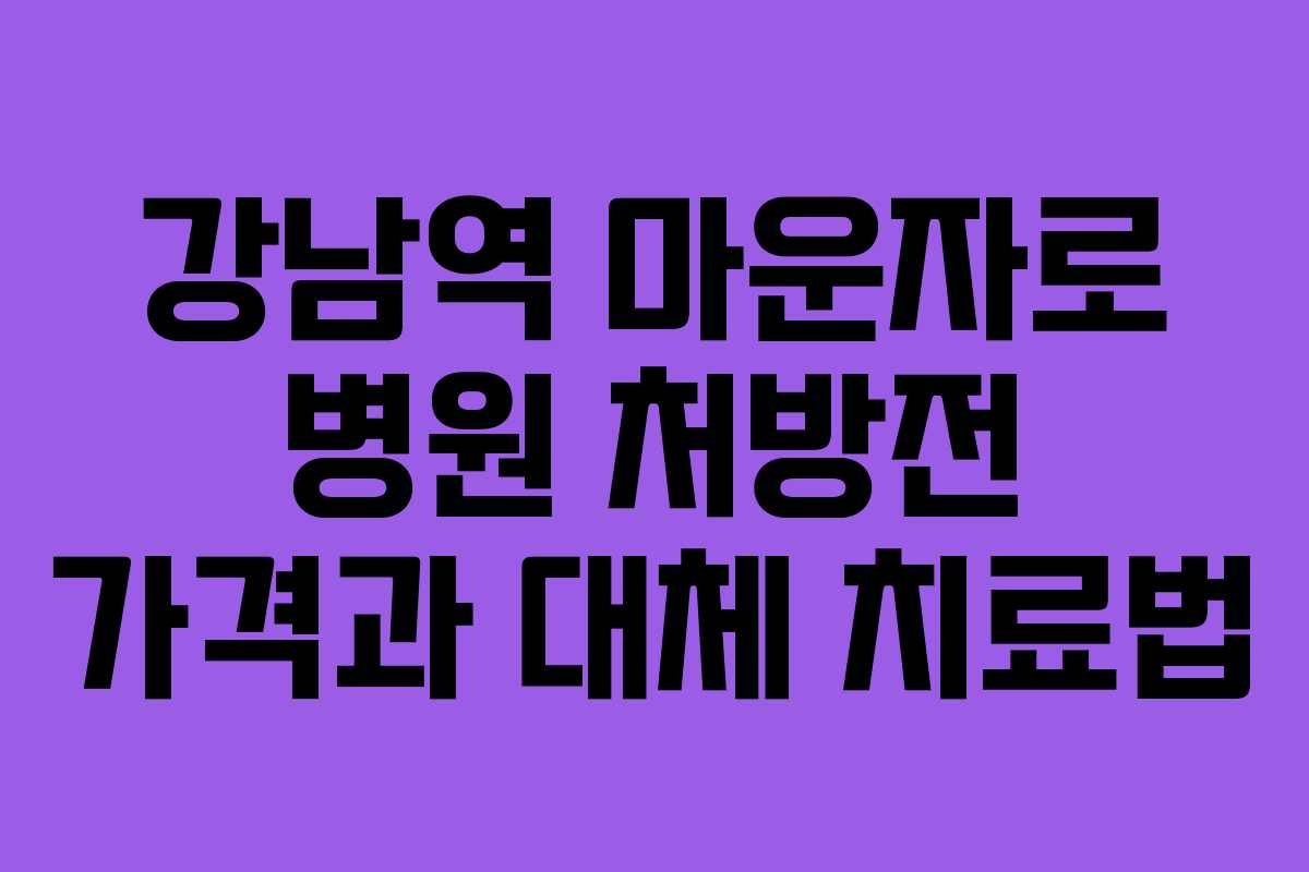 강남역 마운자로 병원 처방전 가격과 대체 치료법