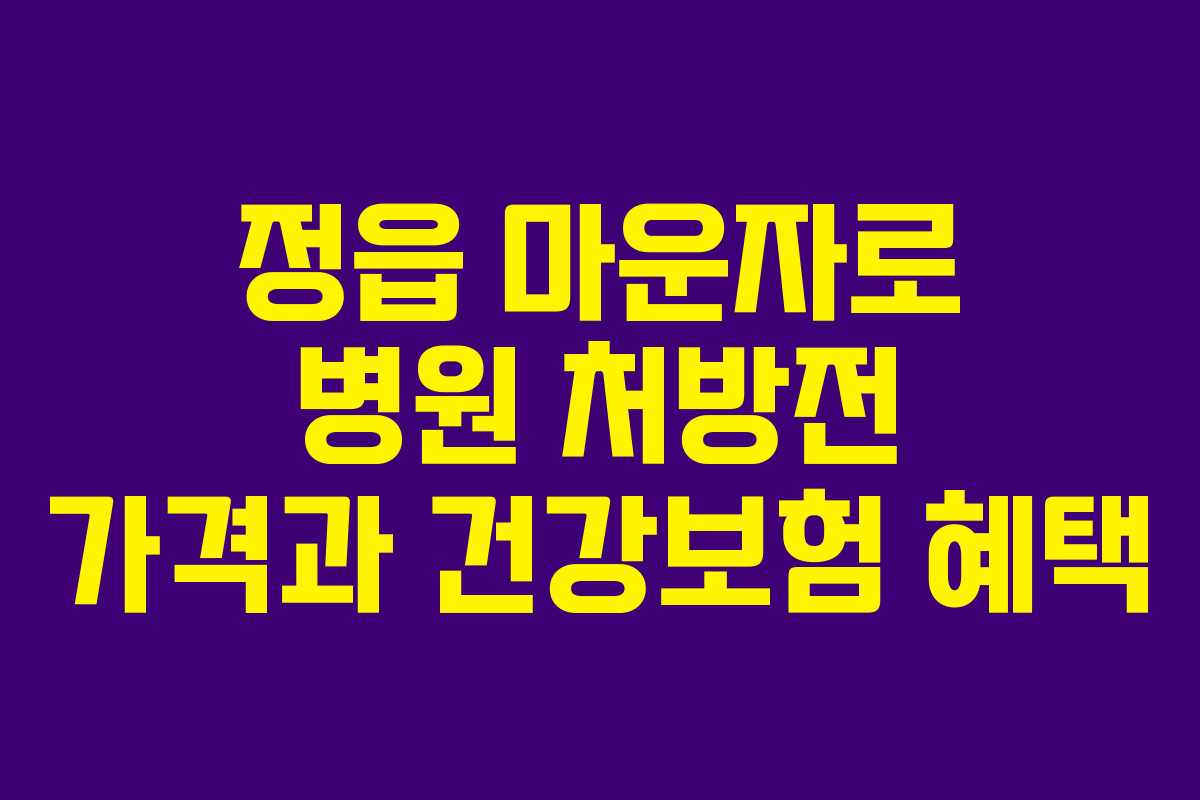 정읍 마운자로 병원 처방전 가격과 건강보험 혜택