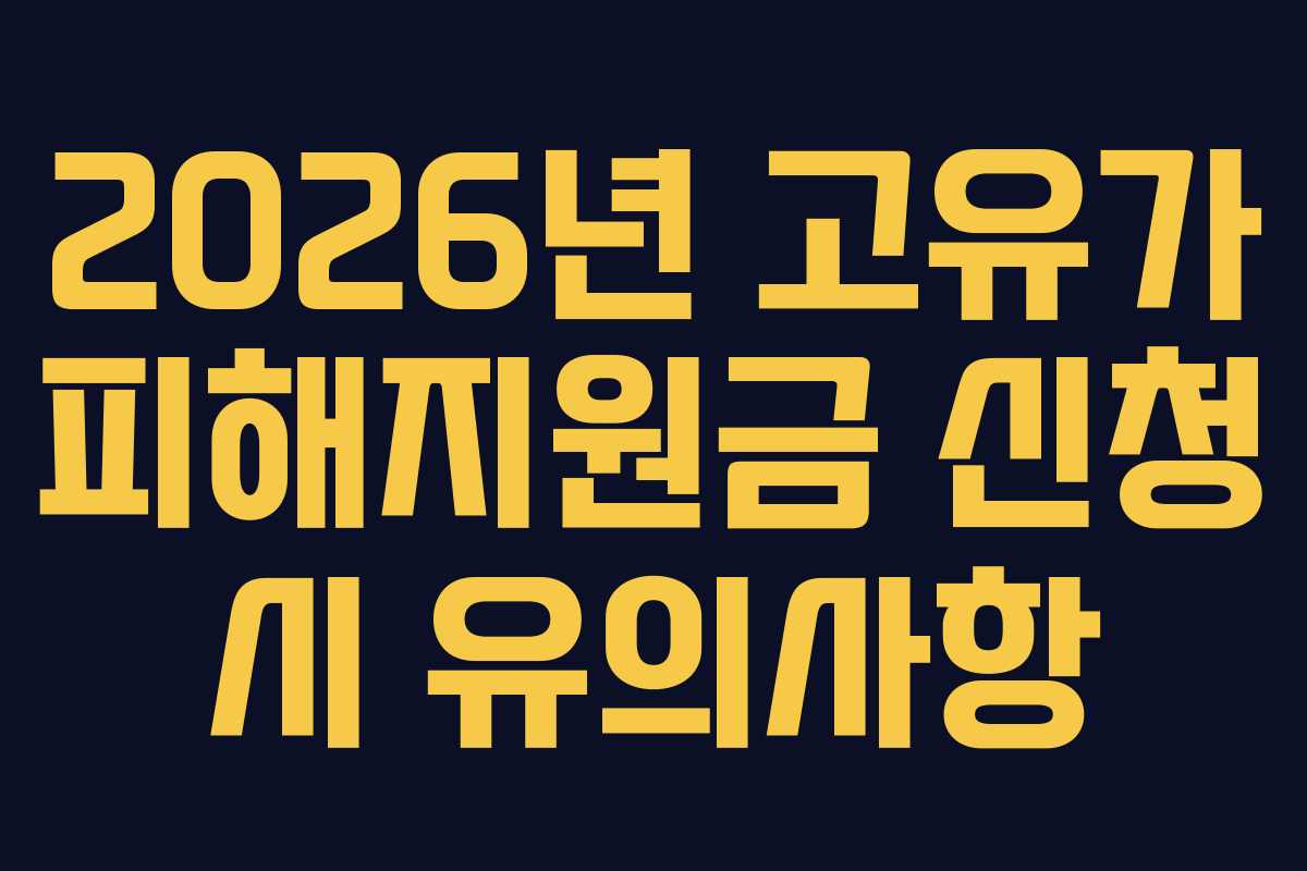 2026년 고유가 피해지원금 신청 시 유의사항
