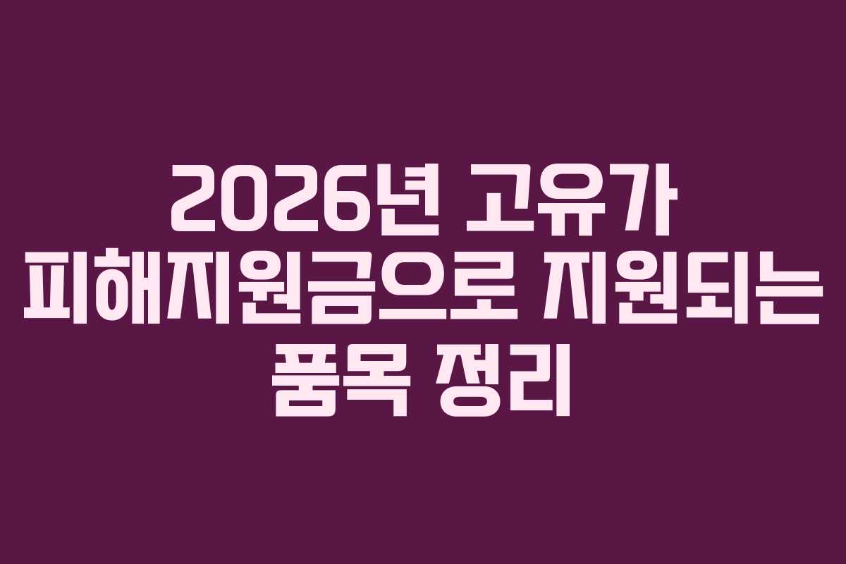 2026년 고유가 피해지원금으로 지원되는 품목 정리