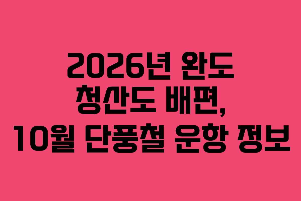 2026년 완도 청산도 배편, 10월 단풍철 운항 정보