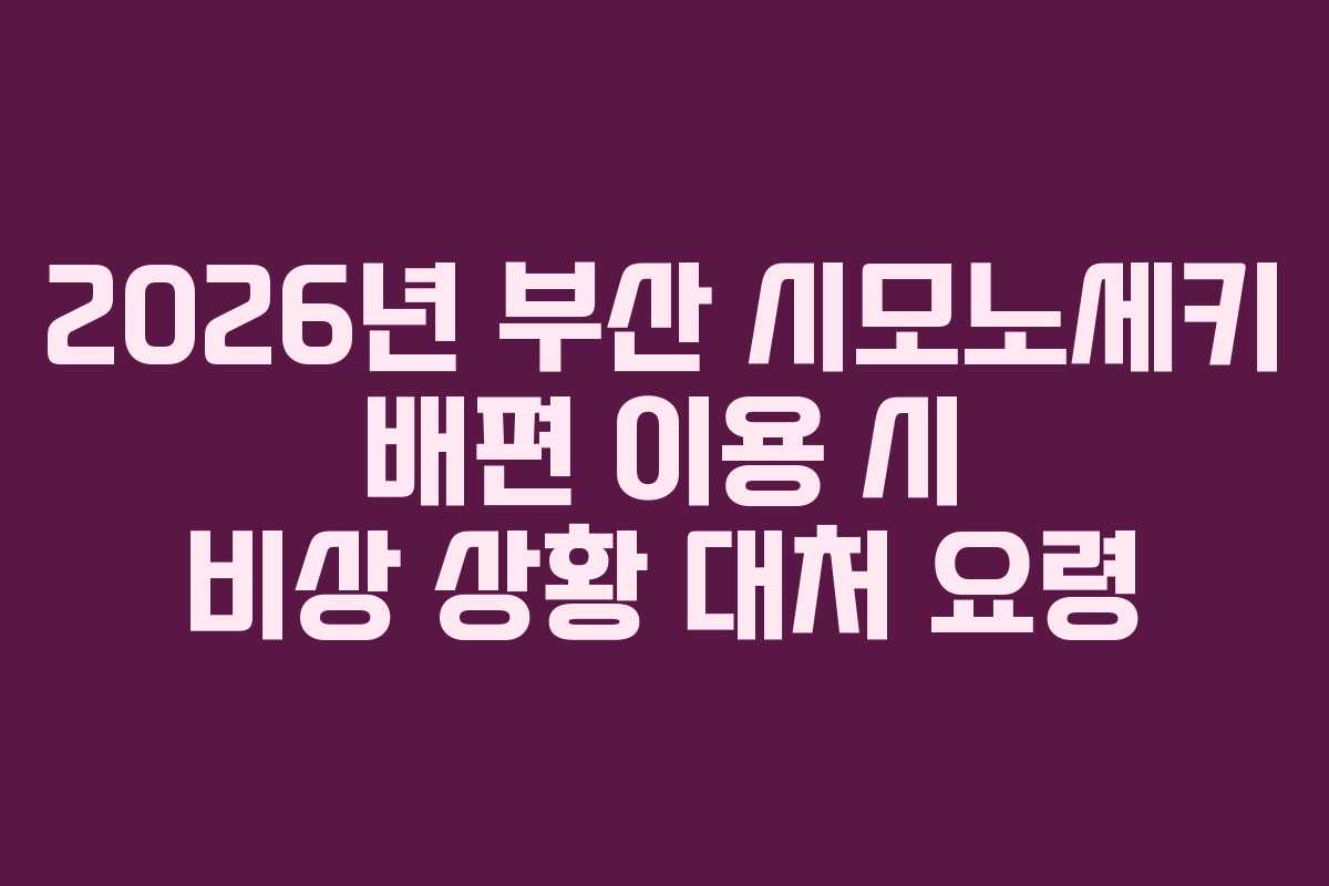 2026년 부산 시모노세키 배편 이용 시 비상 상황 대처 요령