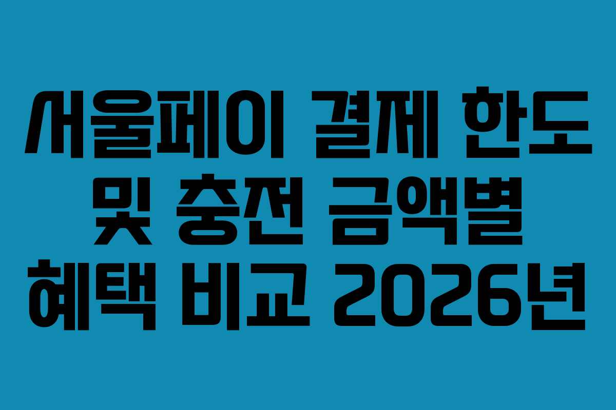 서울페이 결제 한도 및 충전 금액별 혜택 비교 2026년