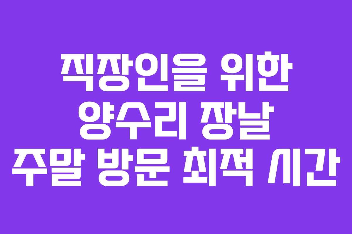 직장인을 위한 양수리 장날 주말 방문 최적 시간