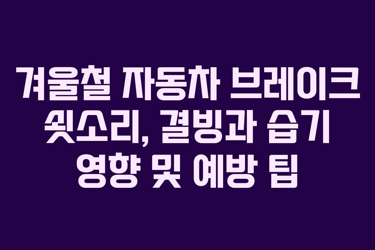 겨울철 자동차 브레이크 쇳소리, 결빙과 습기 영향 및 예방 팁