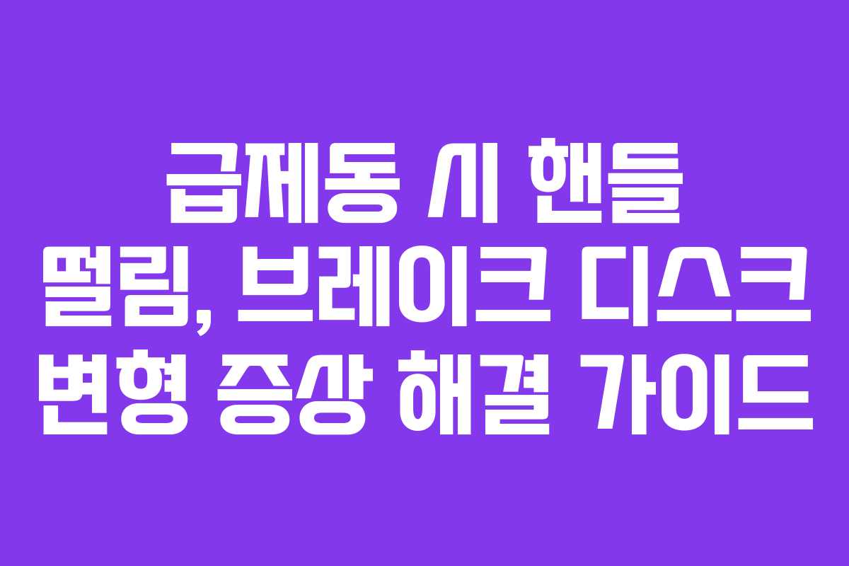 급제동 시 핸들 떨림, 브레이크 디스크 변형 증상 해결 가이드