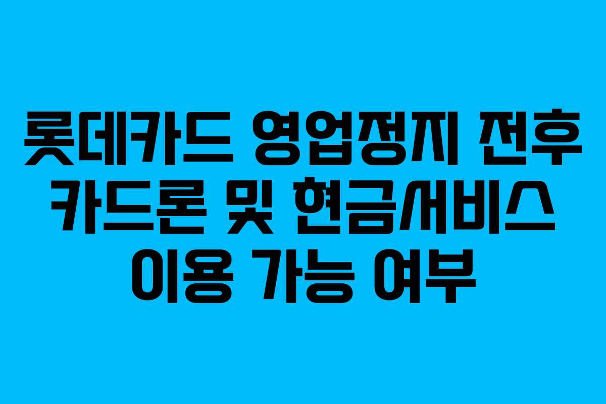 롯데카드 영업정지 전후 카드론 및 현금서비스 이용 가능 여부