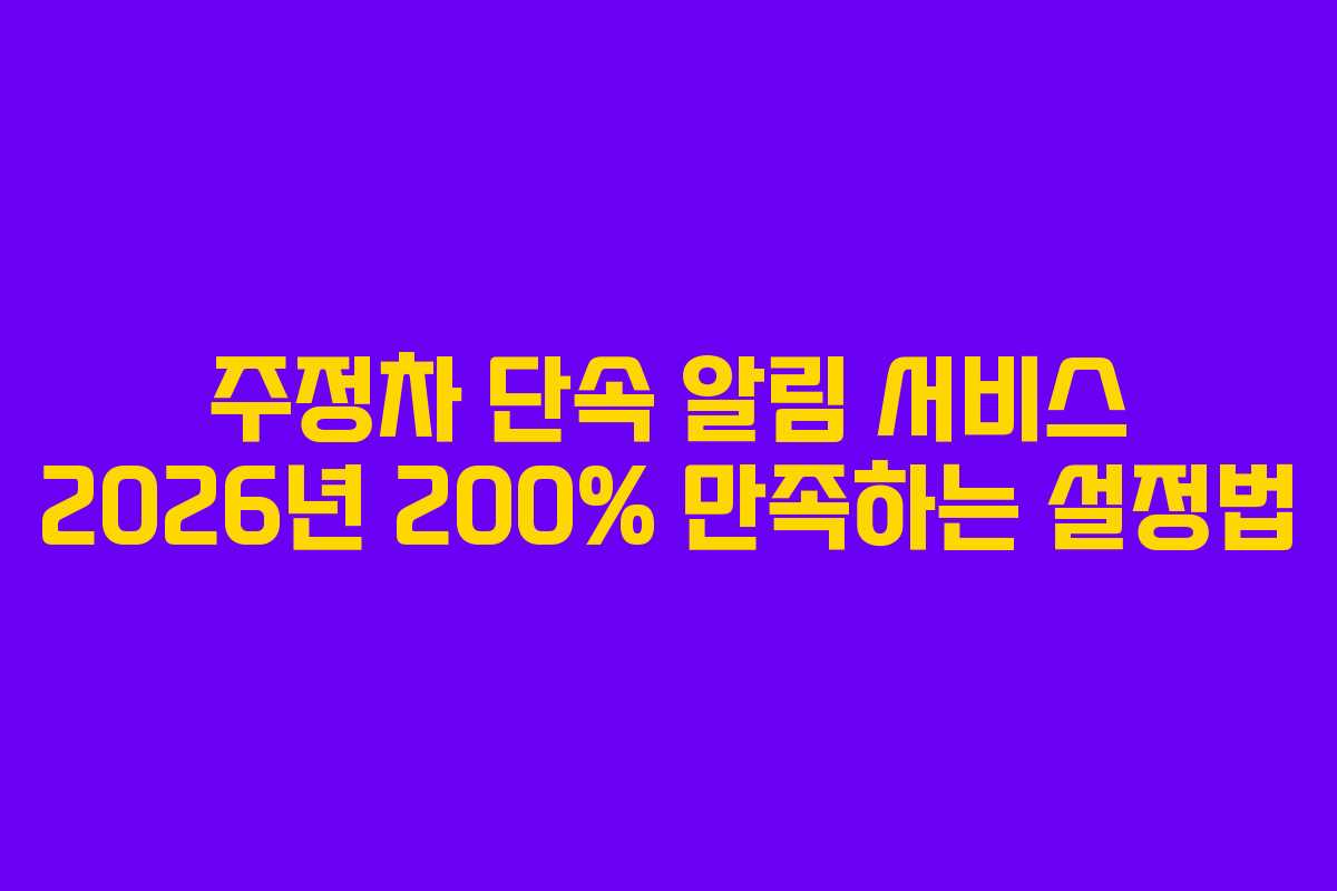 주정차 단속 알림 서비스 2026년 200% 만족하는 설정법