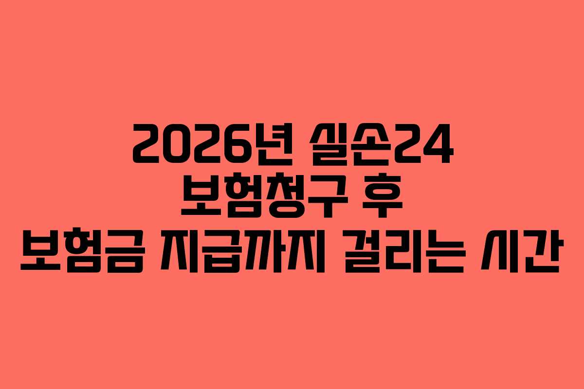 2026년 실손24 보험청구 후 보험금 지급까지 걸리는 시간