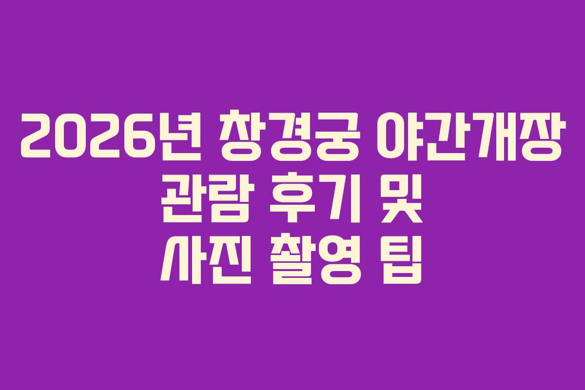 2026년 창경궁 야간개장 관람 후기 및 사진 촬영 팁