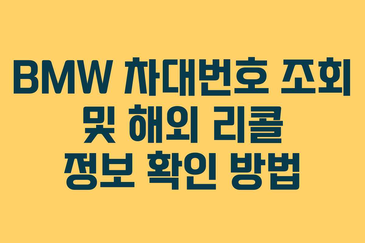 BMW 차대번호 조회 및 해외 리콜 정보 확인 방법