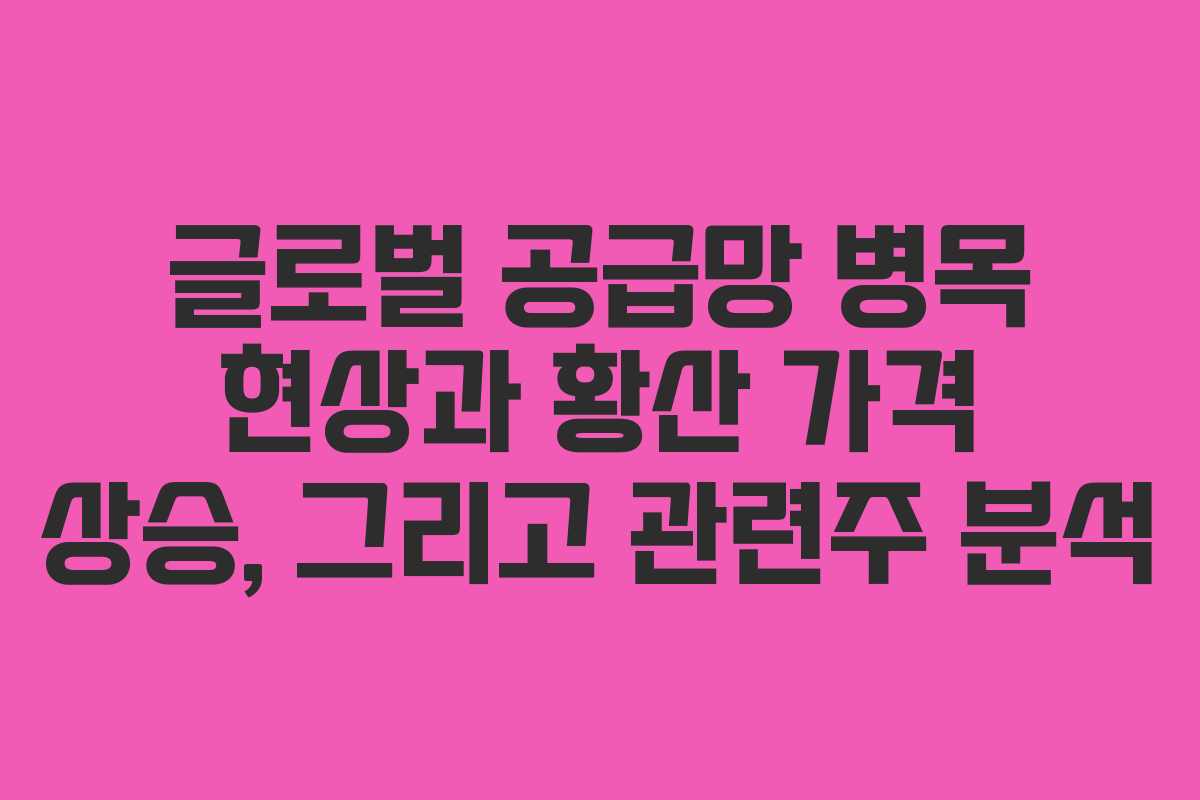 글로벌 공급망 병목 현상과 황산 가격 상승, 그리고 관련주 분석
