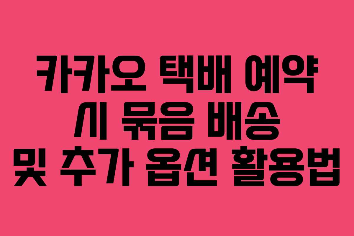 카카오 택배 예약 시 묶음 배송 및 추가 옵션 활용법