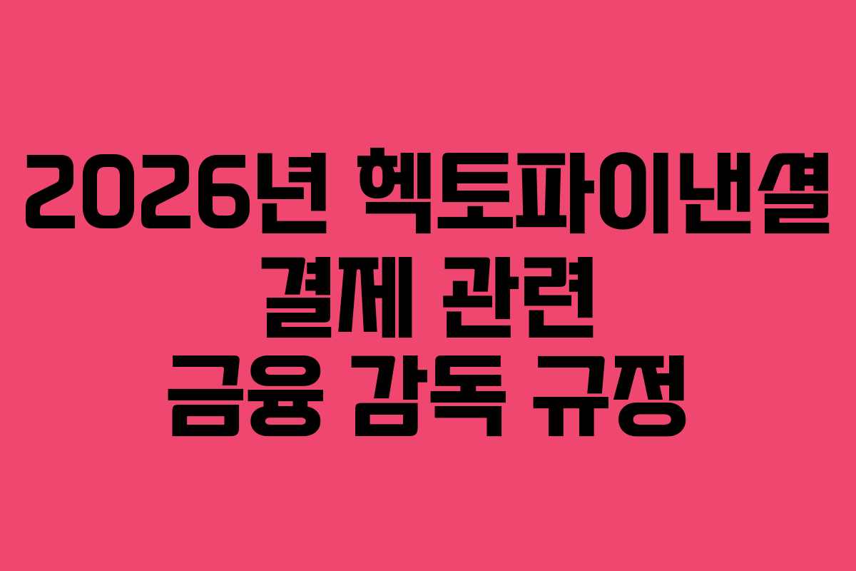 2026년 헥토파이낸셜 결제 관련 금융 감독 규정